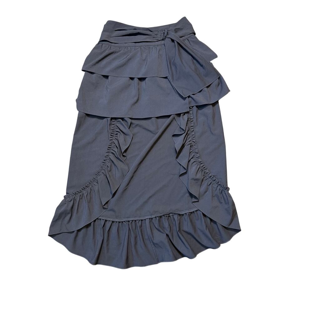 Boston Proper Black Ruffle Midi Skirt